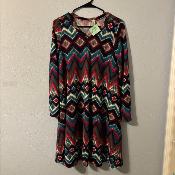 NWT jewel tone long sleeve dress, large - Picture 1 of 12